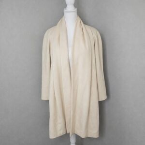 Vintage 1980s Alorna Cream Wool Car Coat | USA Made | Quiet Luxury | Size L